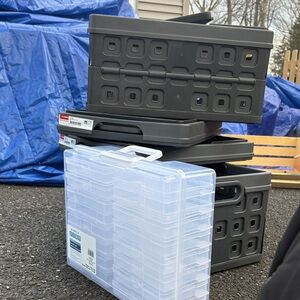 Stackable Plastic Storage Boxes with Clear Organizer Case